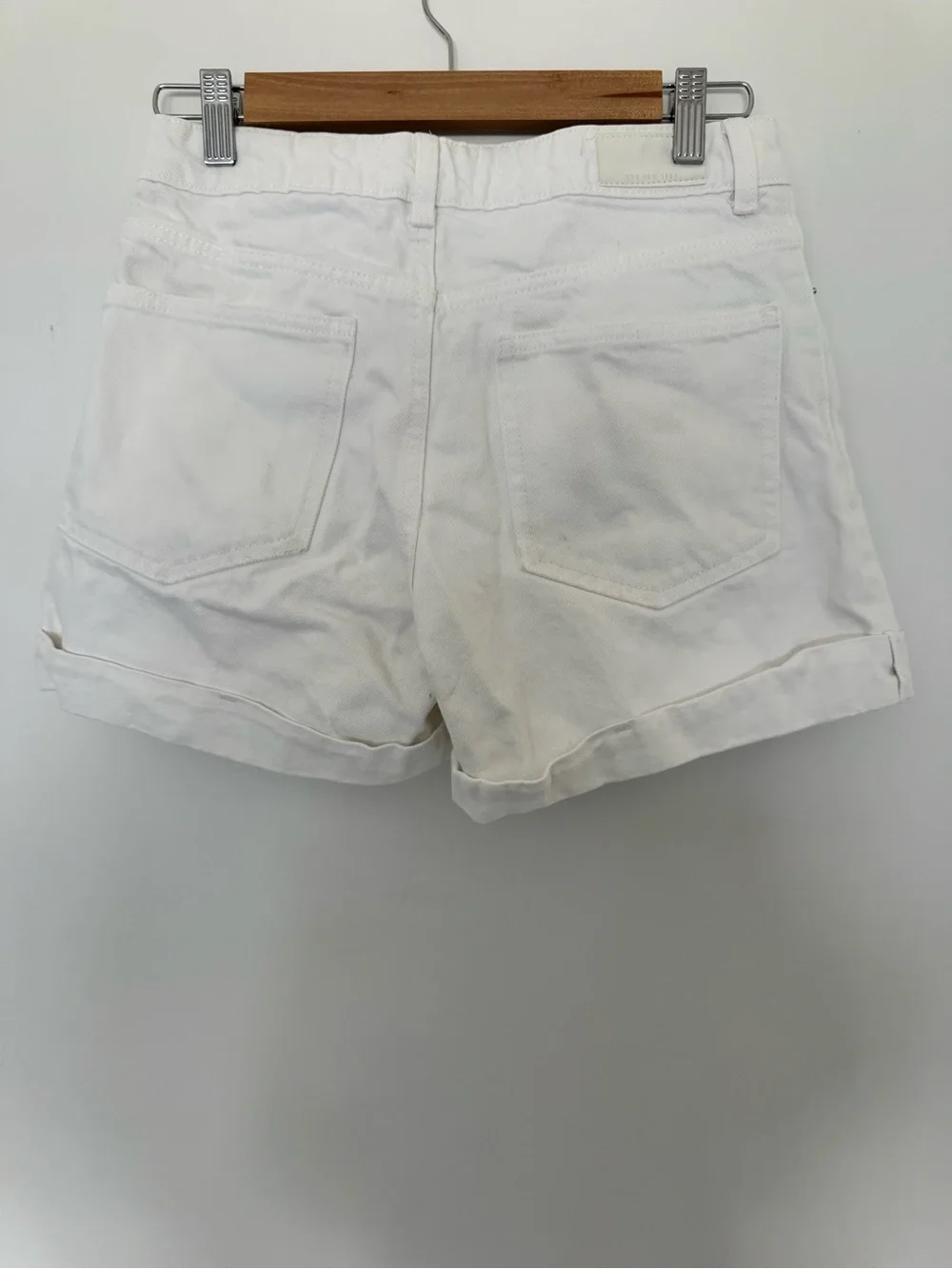 MNG White Cuffed Denim Shorts
